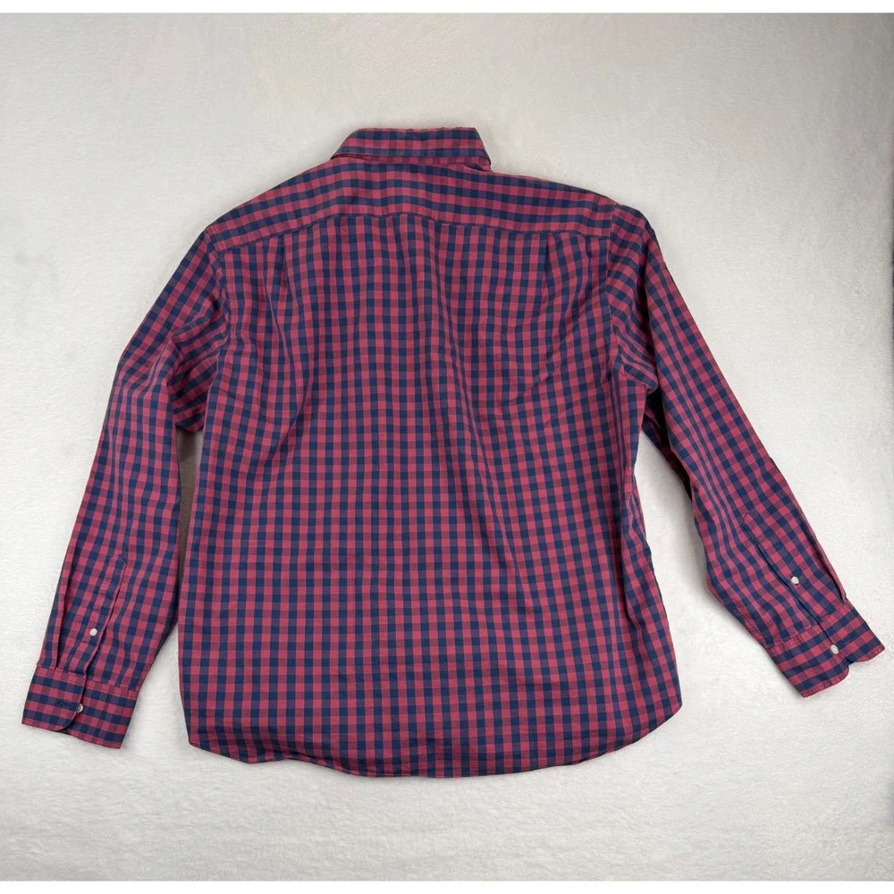 J. Crew Performance Slim Untucked‎ Gingham Shirt Mens XXL Pink Navy Blue Check